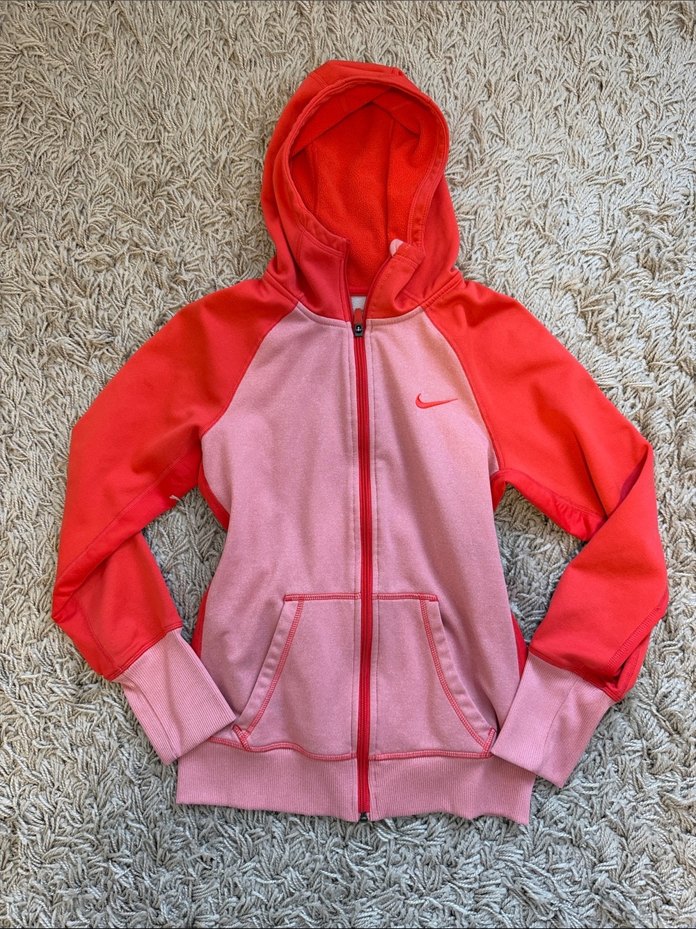 Nike Kids Pink & Red Hooded Zip Jacket